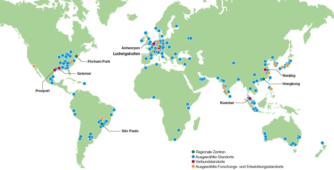 Standorte der BASF (Weltkarte)